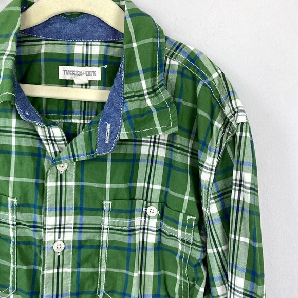 Tucker + Tate Green Plaid Button Up XL (14/16) - Picture 3 of 8